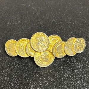 Vintage Gold Tone Coin Hair Clip Made in France